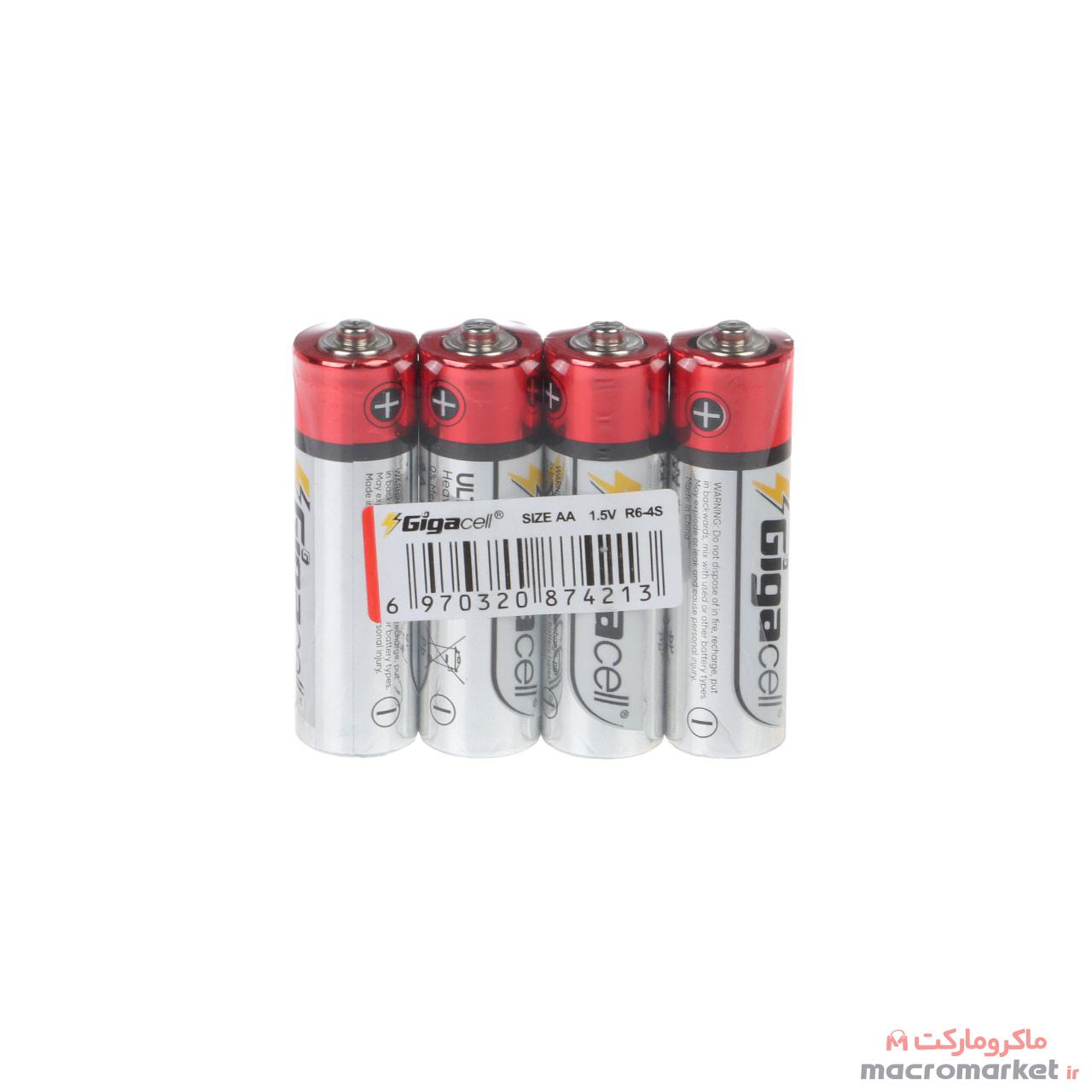 باتری قلمی گیگاسل GigaCell-AA بسته 4 عددی - کیفیت عالی. عمر طولانی. ((جهت سفارش بسته 4 عددی یک عدد خریداری شود کافی می باشد و یا بیشتر)) 